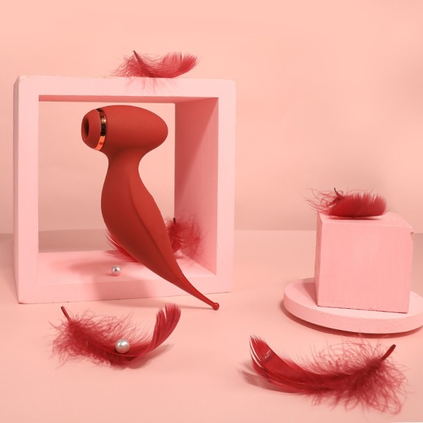 Oiseau du Paradis - Vibromasseur 2 en 1 avec vibration clitoridienne par membrane et embout stimulateur rouge - CR-820RED