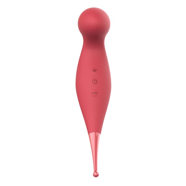 Oiseau du Paradis - Vibromasseur 2 en 1 avec vibration clitoridienne par membrane et embout stimulateur rouge - CR-820RED