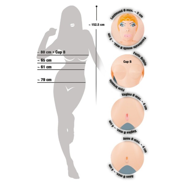 Poupée gonflable 3 orifices couleur chair - R514101