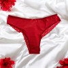 Culotte rouge en dentelle avec nœud en satin - PF09LRED