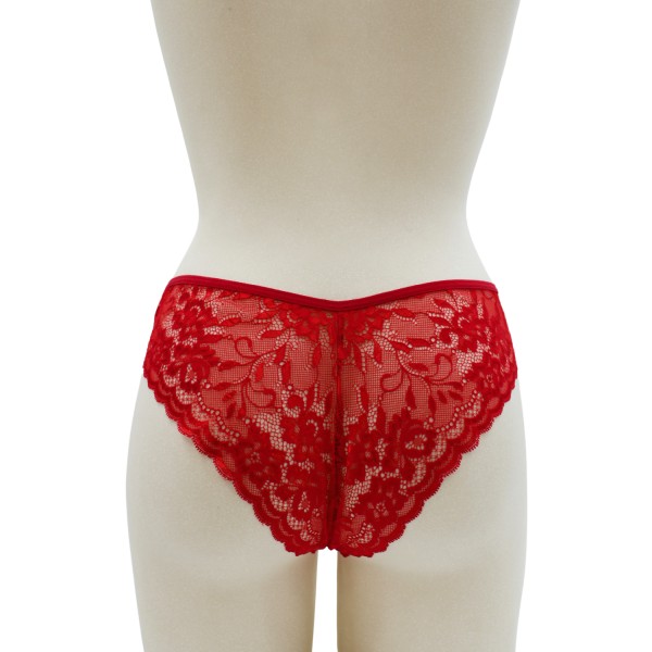 Culotte rouge en dentelle avec nœud en satin - PF09LRED