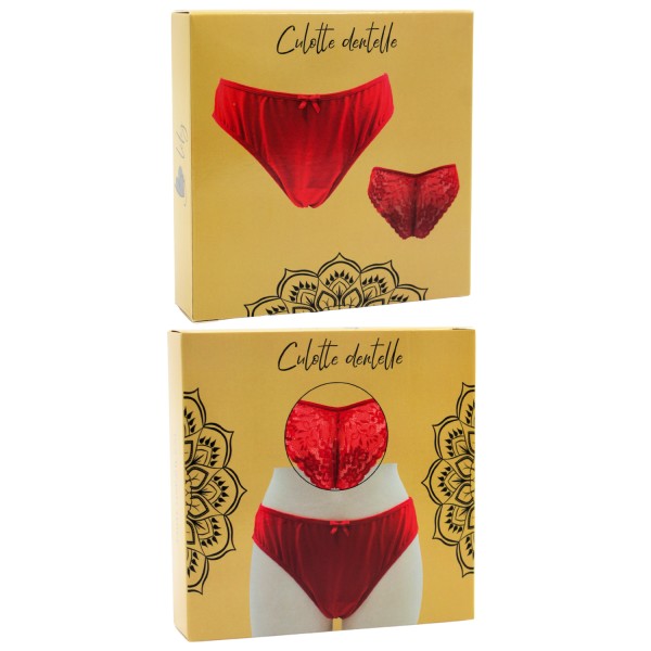 Culotte rouge en dentelle avec nœud en satin - PF09LRED