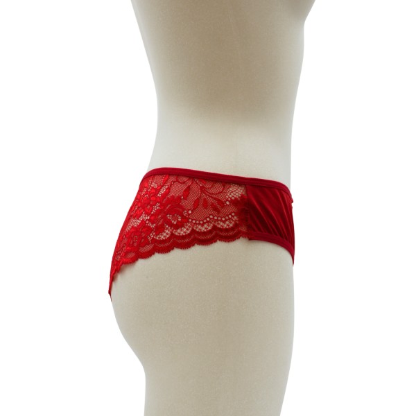 Culotte rouge en dentelle avec nœud en satin - PF09LRED