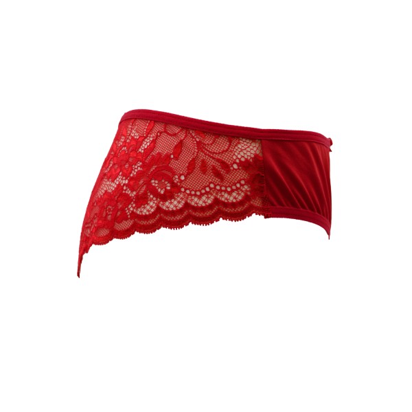 Culotte rouge en dentelle avec nœud en satin - PF09LRED