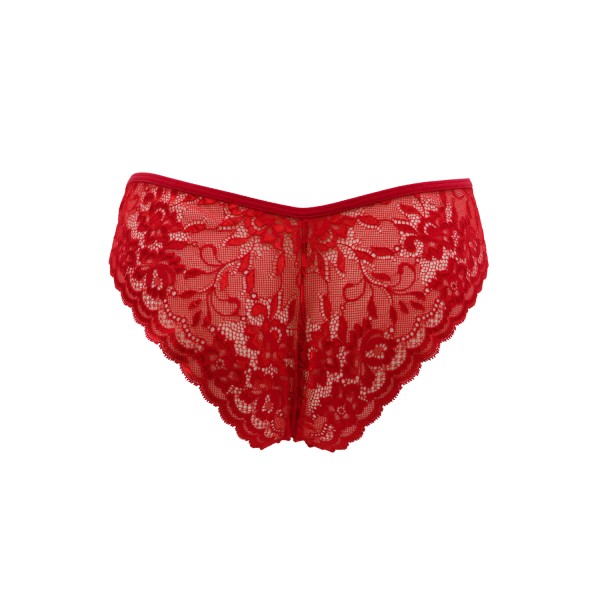 Culotte rouge en dentelle avec nœud en satin - PF09LRED