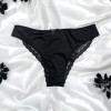 Culotte noire en dentelle avec nœud en satin - PF09LBLK
