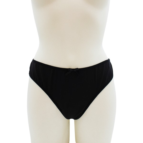 Culotte noire en dentelle avec nœud en satin - PF09LBLK