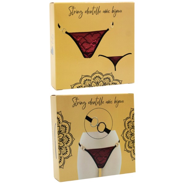 String bordeaux avec anneaux détachables - PM05GOPC-BRED