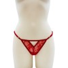 String rouge avec bijou perle  strass dorés - PA06MRED