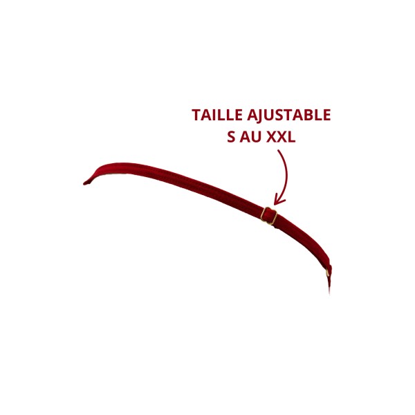 String rouge avec bijou perle  strass dorés - PA06MRED