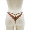 String taupe en dentelle avec bijou cœur doré - PA02MBRW