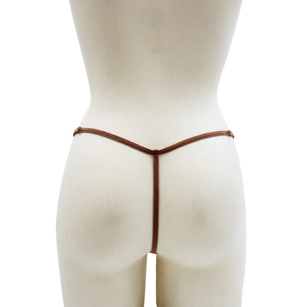 String en dentelle taupe ouvert avec chaînes dorées - PA01MTAUPE