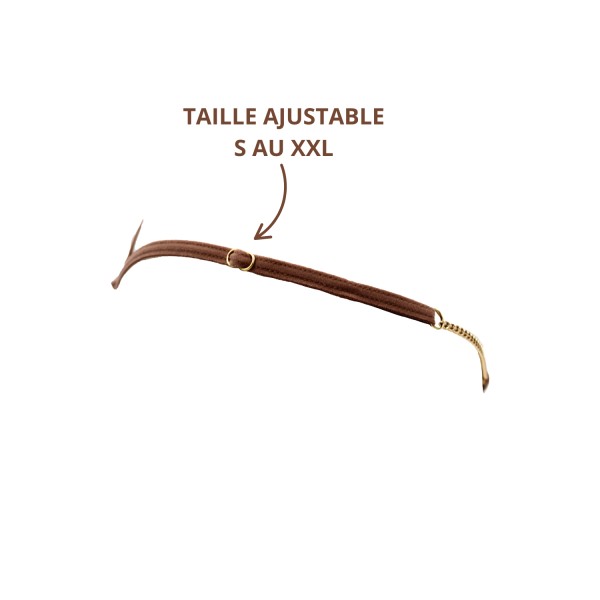 String en dentelle taupe ouvert avec chaînes dorées - PA01MTAUPE