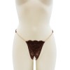 String en dentelle marron ouvert avec chaînes dorées - PA01MBRW