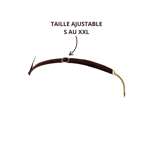 String en dentelle marron ouvert avec chaînes dorées - PA01MBRW