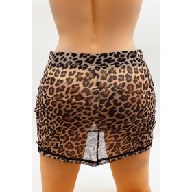 Jupe en résille transparente imprimé léopard Clara - LSN2