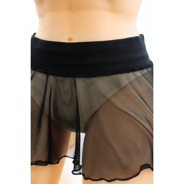 Mini jupe noire en résille transparente Stella - LSN3