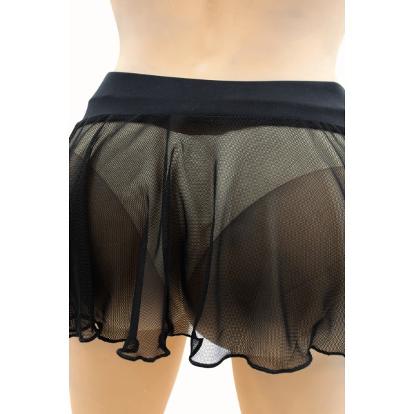 Mini jupe noire en résille transparente Stella - LSN3