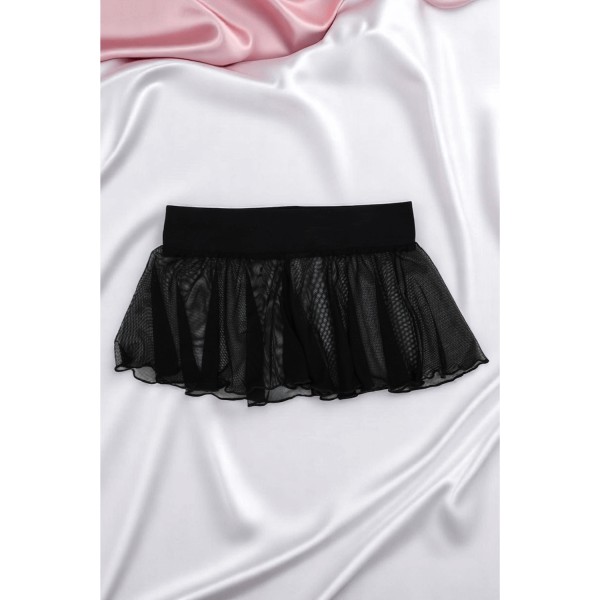 Mini jupe noire en résille transparente Stella - LSN3