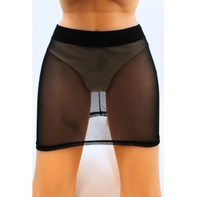 Jupe noire en résille transparente Maya - LSN1