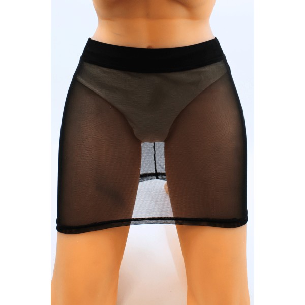 Jupe noire en résille transparente Maya - LSN1
