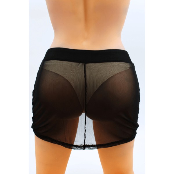 Jupe noire en résille transparente Maya - LSN1