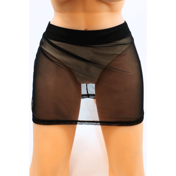 Jupe noire en résille transparente Maya - LSN1