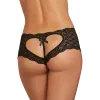 Shorty noir de dentelle ouvert et ajouré sur les fesses forme coeur - DG1442BLK