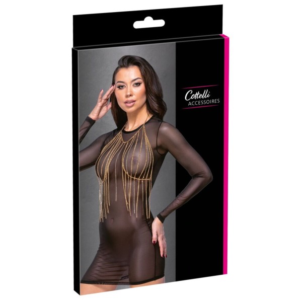 Top bijou doré à chaînes  strass - R24505266001