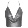 Top métallisé argenté à chaînes - R24504966001