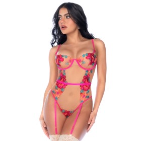 Body en Tulle Brodé Fleuri - MAL8928GAR
