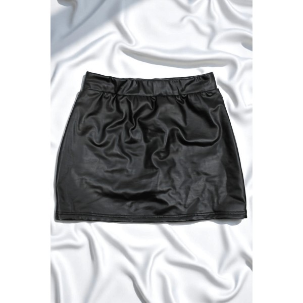 Jupe noire en simili cuir mat Sifia - LSL5-S