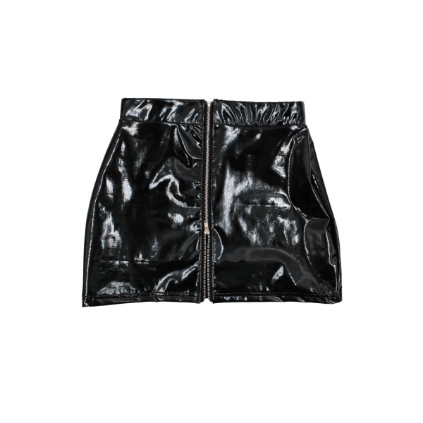 Jupe noire en simili cuir avec zip Lara - LSL6-S