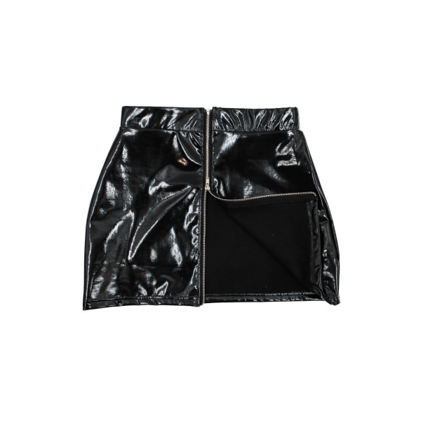 Jupe noire en simili cuir avec zip Lara - LSL6-S