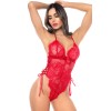 Body sexy en dentelle à col licou avec détails lacés - MAL8969RED