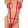 Body plongeant à franges strass - MAL2812RED