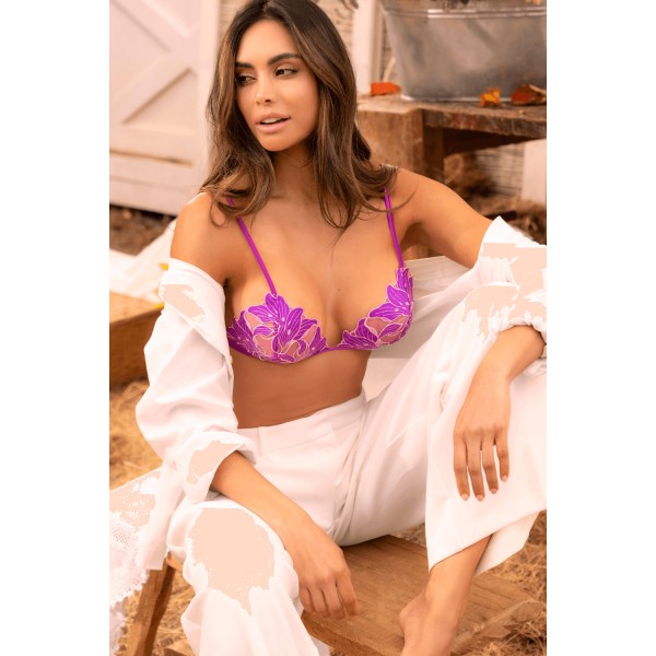 Ensemble sexy 2 pièces broderie florale - MAL8952AZAL