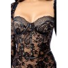 Robe en dentelle transparente à manches longues avec string - MAL40022BLK