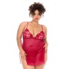 Babydoll grande taille Mapalé brodée avec string - MAL7620XRED