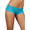 Shorty sexy taille basse bleu turquoise en dentelle - DG1375TUR