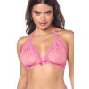 Ensemble sexy 2 pièces rose en dentelle délicate avec haut et string assorti - MAL8971PINK