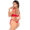 Ensemble sexy 2 pièces en dentelle avec liens à nouer et string - MAL8968RED