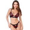 Ensemble sexy 2 pièces en résille transparente brodée et string - MAL8962BKRD