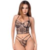 Ensemble 2 pièces bustier à armatures en résille transparente et string - MAL8955NUBK
