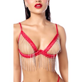 Ensemble 2 pièces à franges strass - MAL2811RED