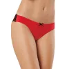 Tanga uni rouge et dentelle noire - DG1380RED