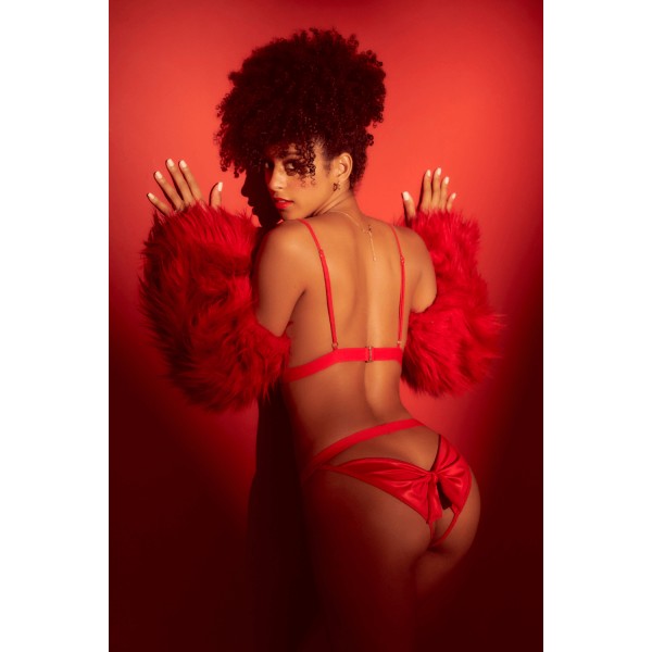 Ensemble 2 pièces Mapalé bonnets ouverts avec nœuds - MAL8901RED