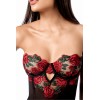 Babydoll sexy à armatures Mapalé broderie roses et string - MAL7619BKRD
