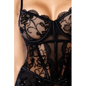 Body Mapalé en résille transparente à sequins - MAL8897BLK