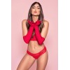 Culotte rouge ouverte en dentelle - MAL131RED